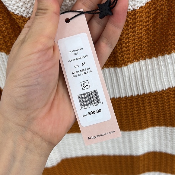 BCBGeneration Sweater Halter Dress in Ivory & Caramel Spice medium - Picture 8 of 9